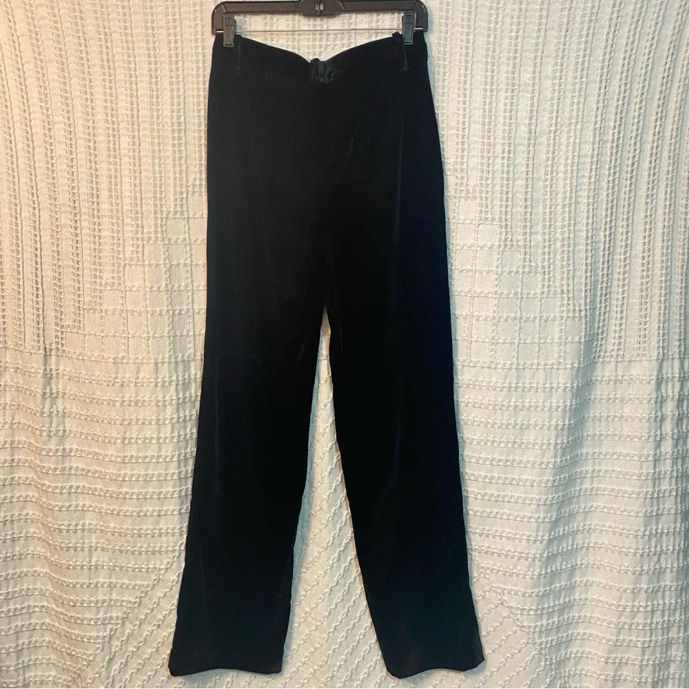 Zara Black Velvet Trousers Straight Leg | Inseam: 31-32in - Picture 3 of 6
